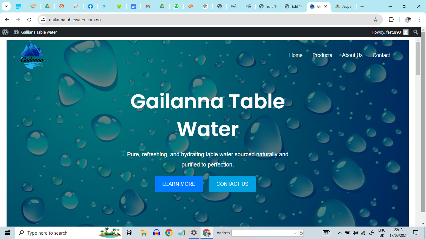 Gailanna Table Water Website